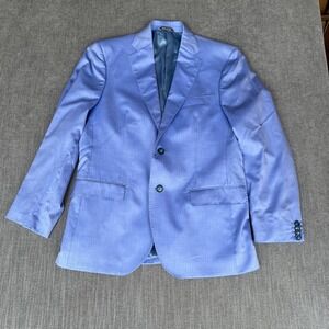 Galante Blazer Jacket Men 40R Blue Wool Silk Blend Single Breasted Office Formal